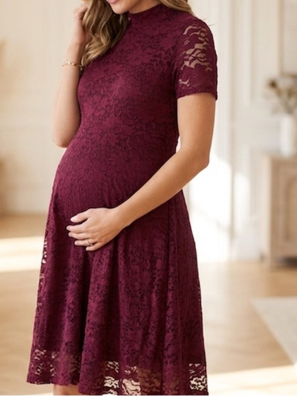 Thyme Lace Fit & Flare Maternity Dress